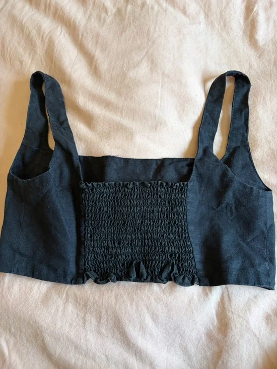 Reformation Black Linen Crop Top & Wrap Skirt Set - Picture 3 of 3